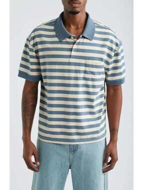 NWT $70 $Elwood Striped Polo Shirt Men's S Blue White